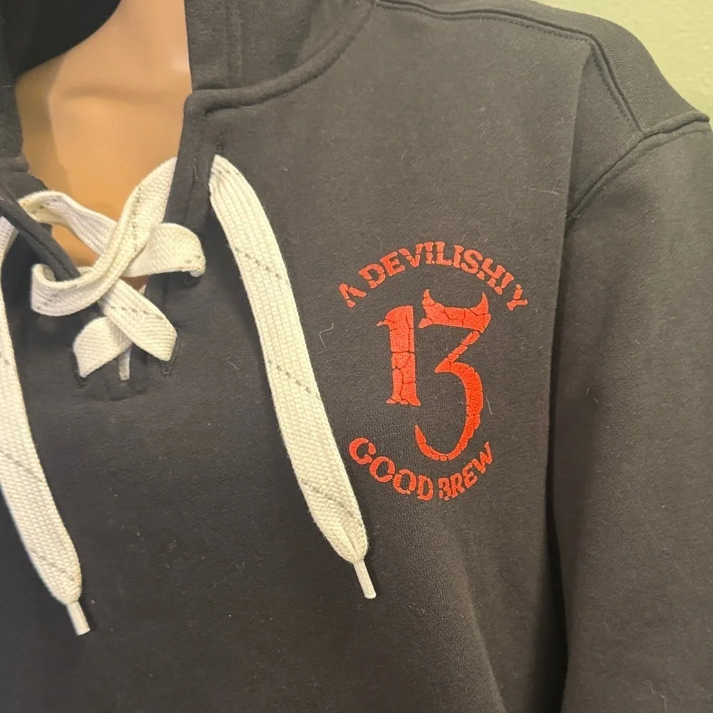 BNWOT Sport-Tek 13th Child Brewery Black Hoodie with White Laces